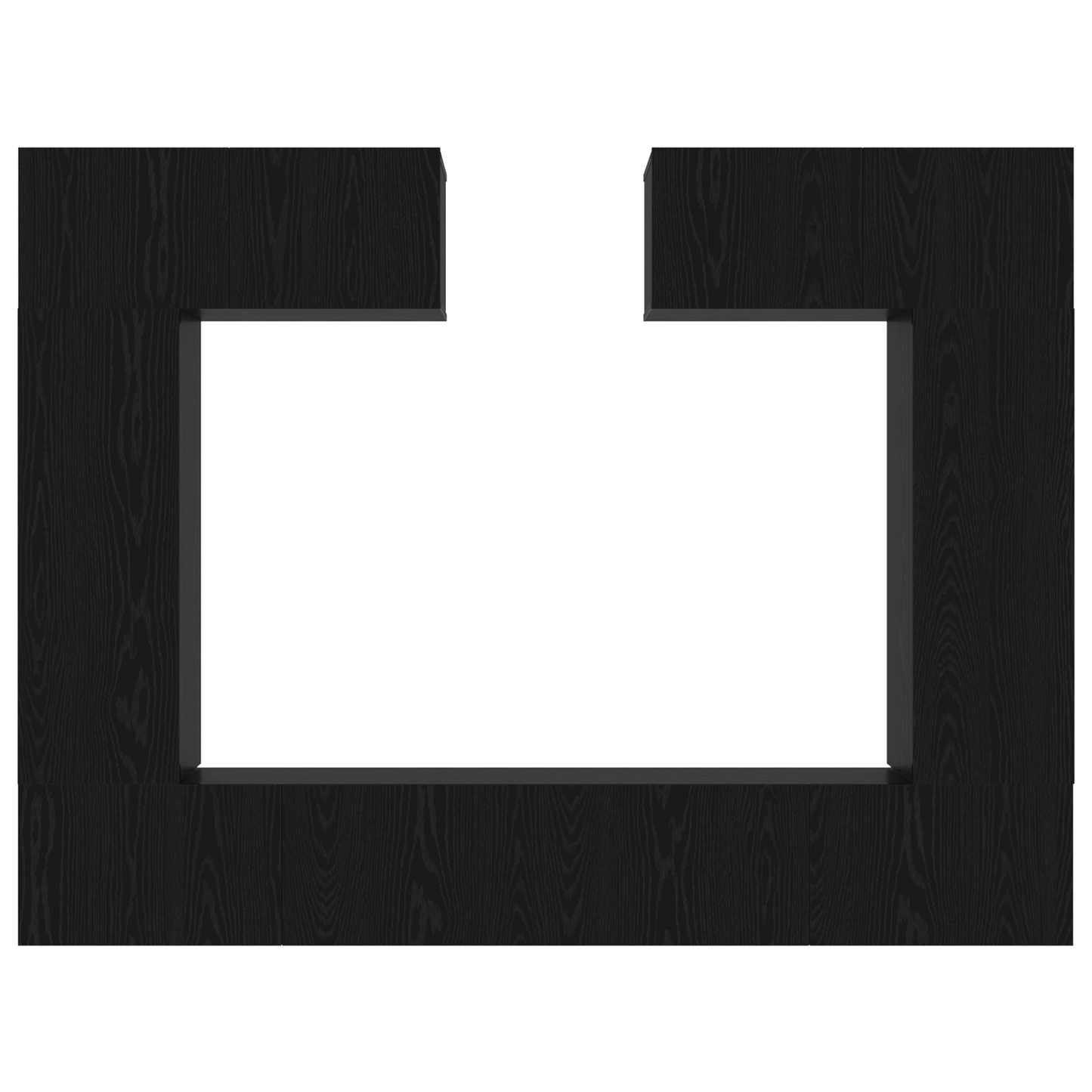 8-delt TV-skapsett - Veggmontert i svart eik, laget av tre