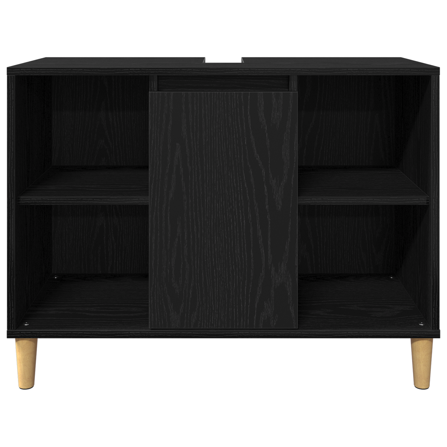 3-delers baderomsmøbelsett svart eik konstruert tre