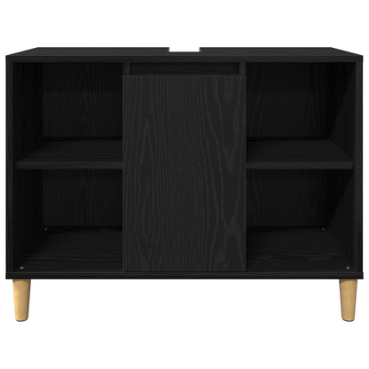 3-delers baderomsmøbelsett svart eik konstruert tre