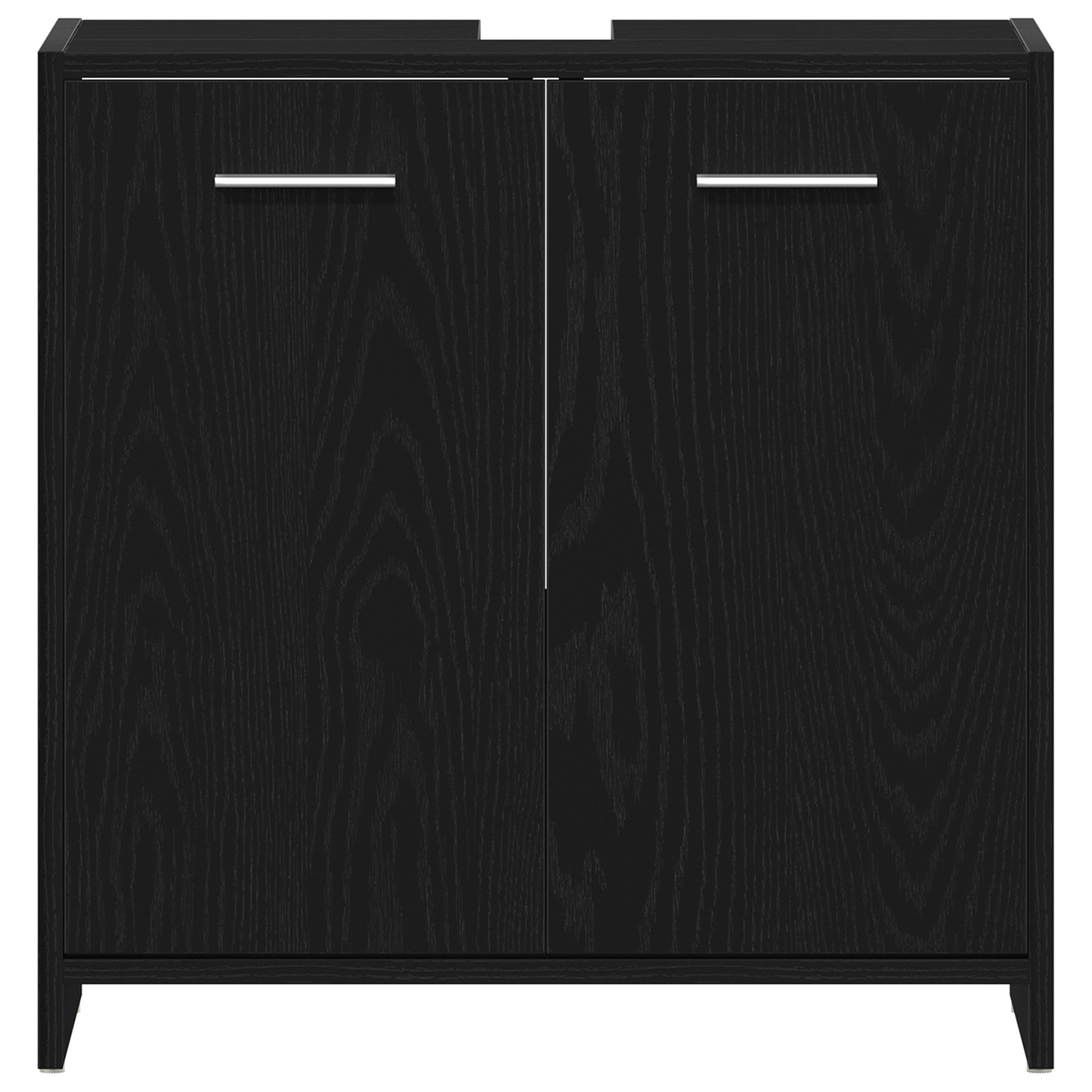 4-delt baderomsmøbelsett svart eik konstruert tre