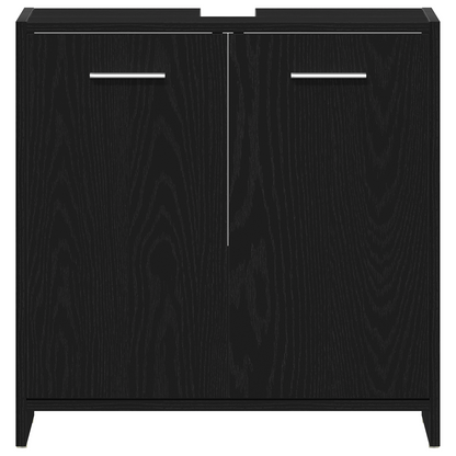 4-delt baderomsmøbelsett svart eik konstruert tre