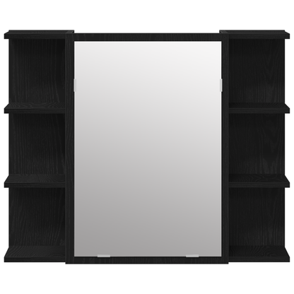 4 Delt Badmøbelsett Svart Eik Konstruert Tre