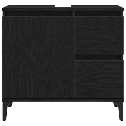 3-delt baderomsskapsett i svart eik og MDF