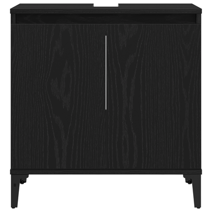 3 deler baderomsmøbelsett svart eik konstruert tre