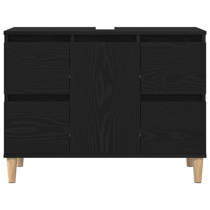 3-delt baderomsmøbelsett svart eik konstruert tre