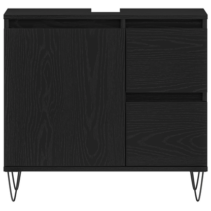 3-delt bademøbelsett Svart eik Konstruert tre