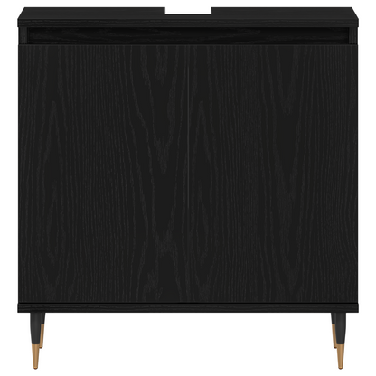 3-delt baderomsmøbelsett svart eik konstruert tre