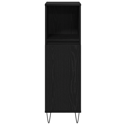 3 Delt Baderomsmøbelsett Svart Eik Konstruert Tre