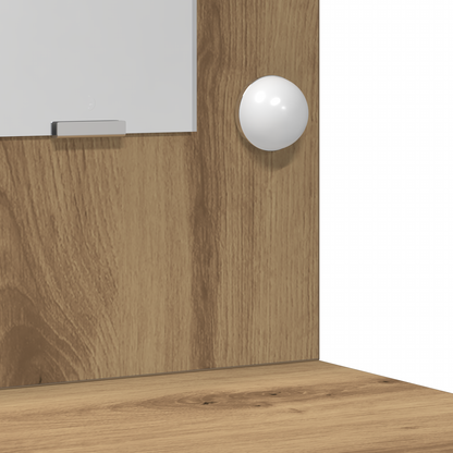 2-Delt Sminkebordsett med LED i Kunstnerisk Eik