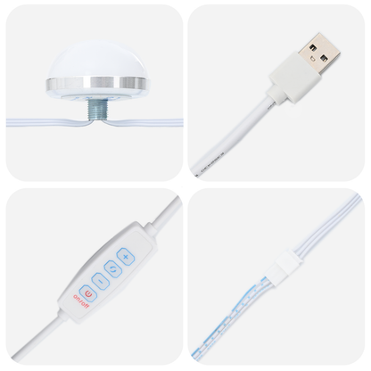 2-Delt Sminkebordsett med LED i Kunstnerisk Eik