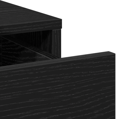 3-delt sminkebordsett med LED svart konstruert tre