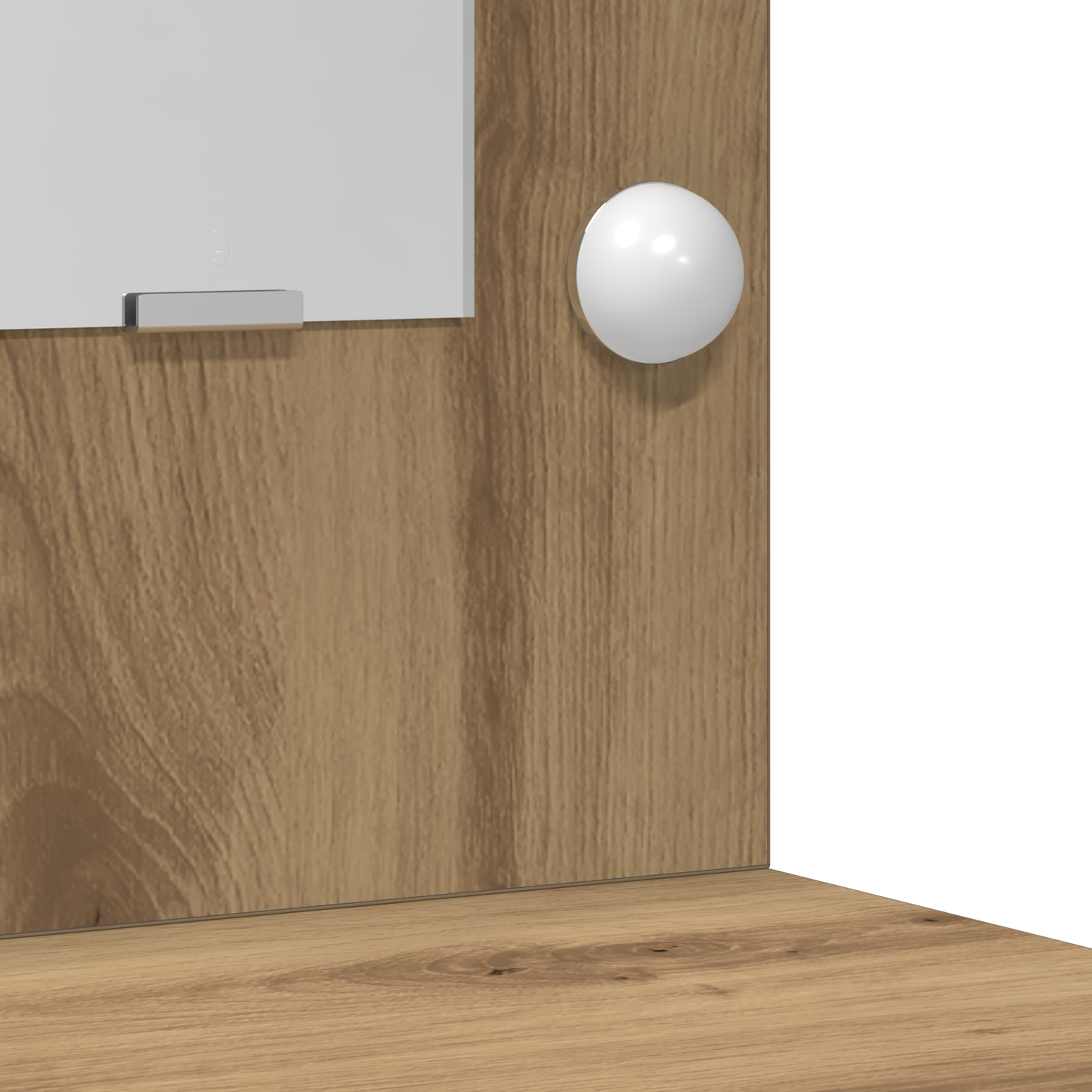 3-delt sminkebordsett med LED Artisan eik konstruert tre