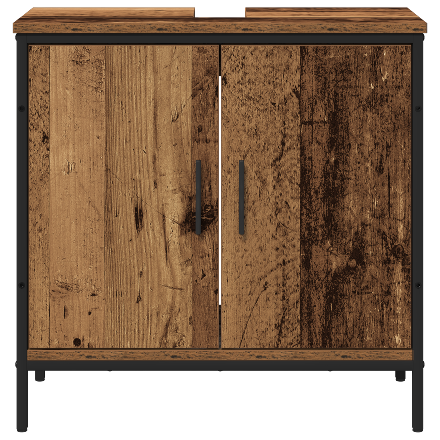 2-delers baderomsmøbelsett i gammelt tre, konstruert tre