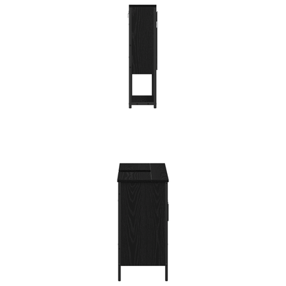 2-delt baderomsmøbelsett svart eik konstruert tre