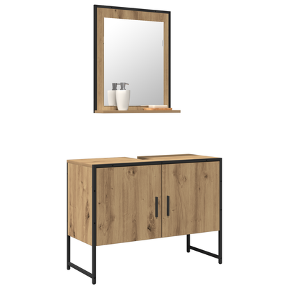 2-delt baderomsmøbelsett i kunstnerisk eik, konstruert treverk