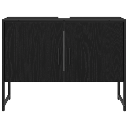 2-dels baderomsmøbelsett i svart eik, konstruert tre