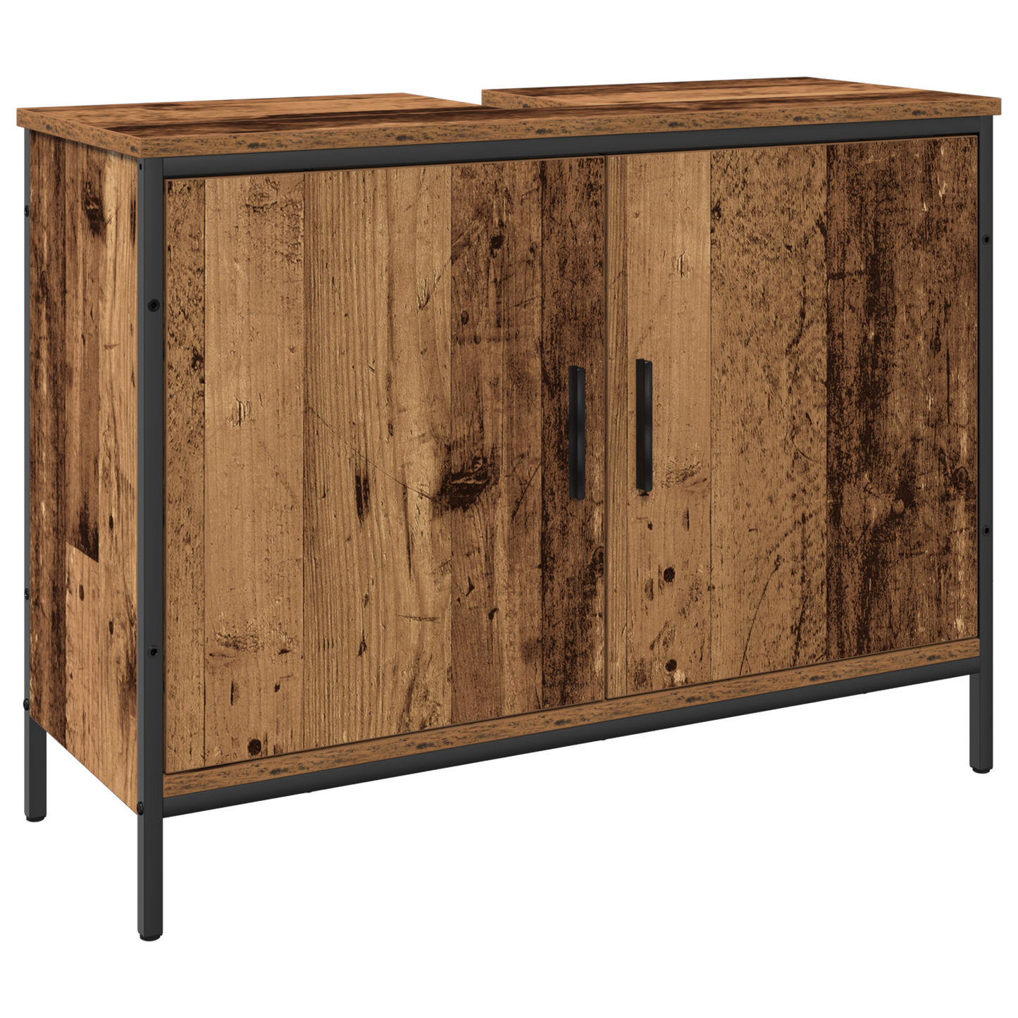 3-delt baderomsinnredningssett i gammelt tre og konstruert treverk