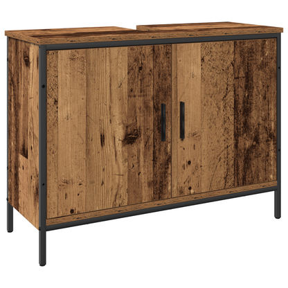 3-delt baderomsinnredningssett i gammelt tre og konstruert treverk