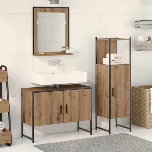 3-delt baderomsmøbelsett i Artisan eikekonstruert tre