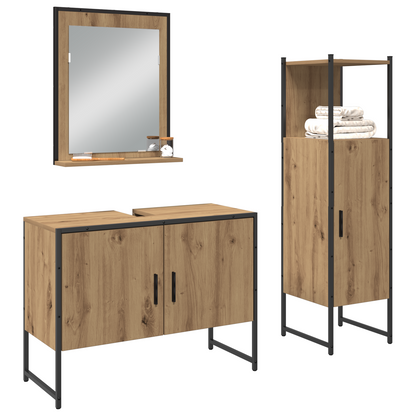 3-delt baderomsmøbelsett i Artisan eikekonstruert tre