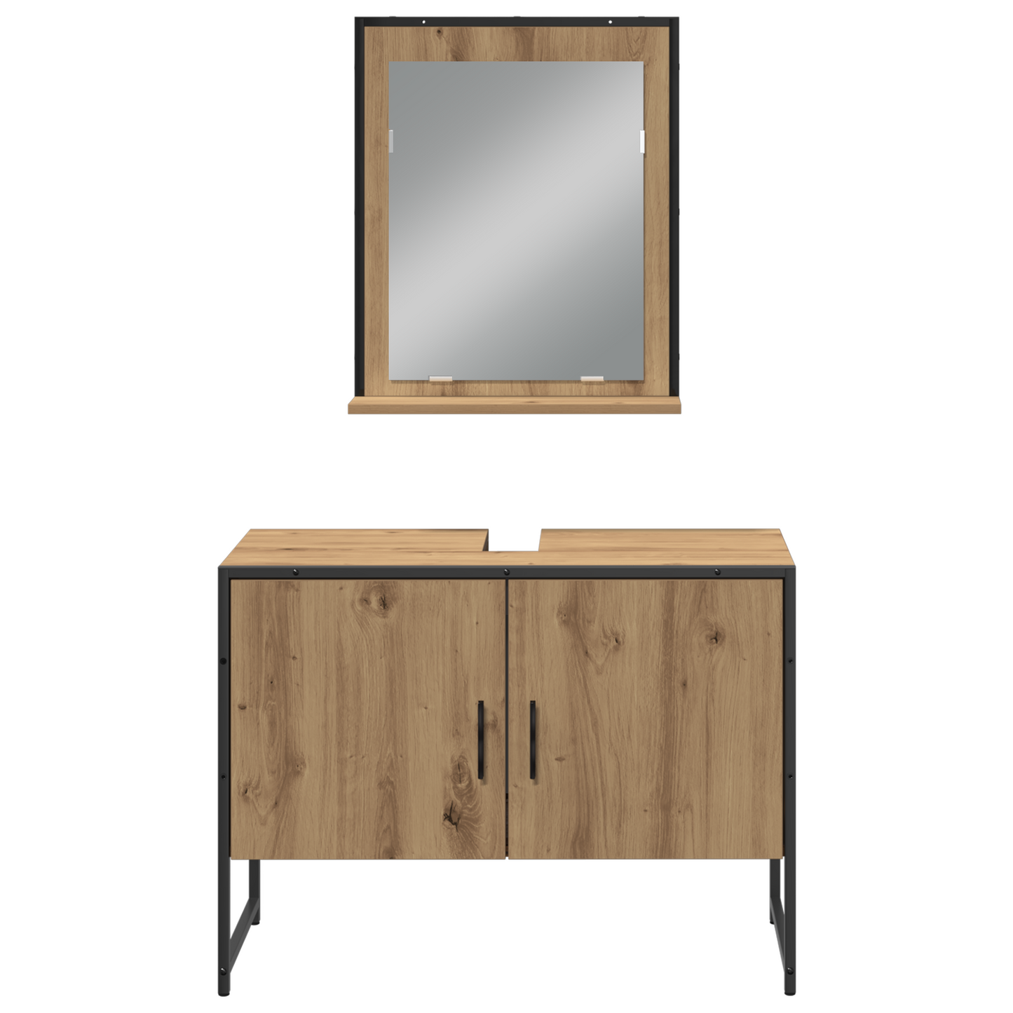 4-delt Baderomsmøbelsett Kunstnerisk Eik Konstruert Tre