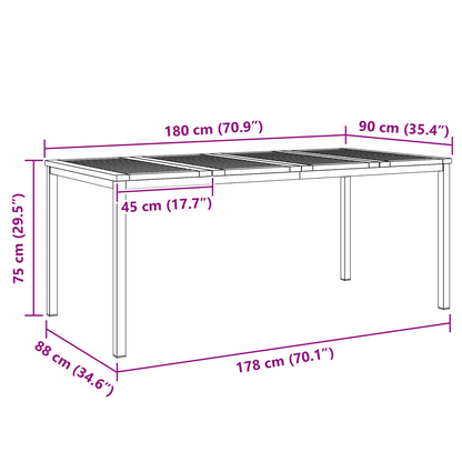7-delers hage spisebordsett i solid akasietre
