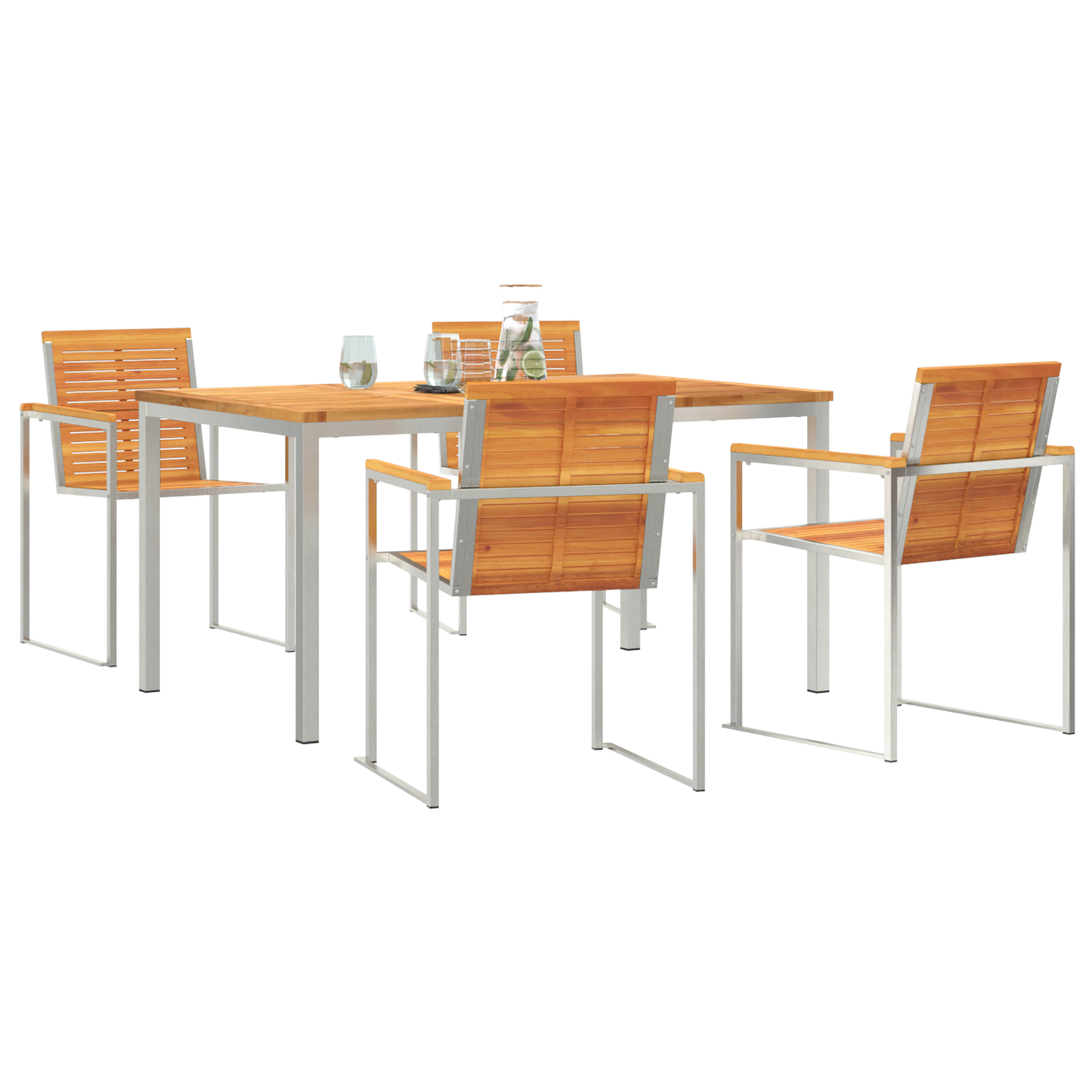 5-delt Hage Spisebordset Massivt Akasietre