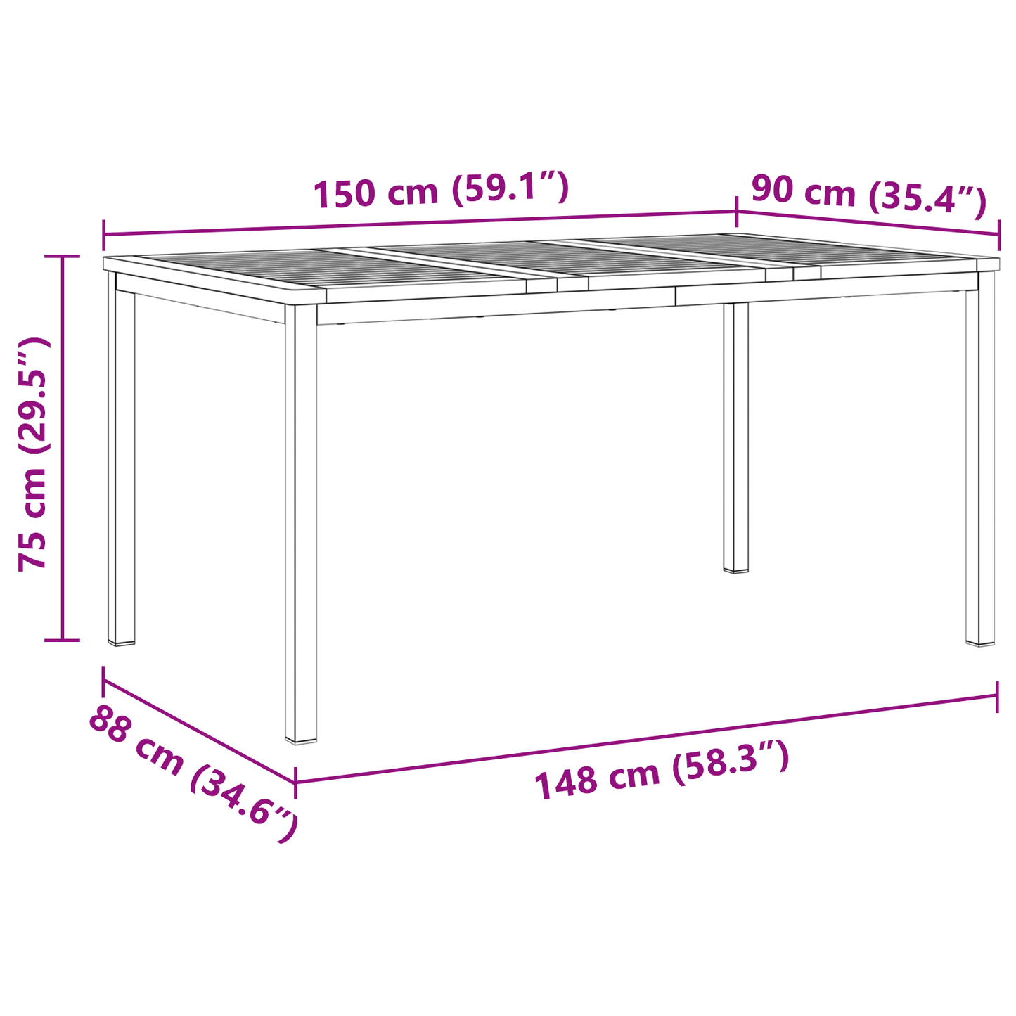 7 Delt Hage Spisestue Set i Massivt Akasietre