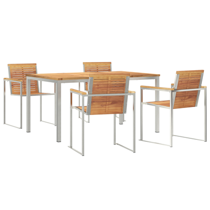5-delt hage spisebordsett solid teak