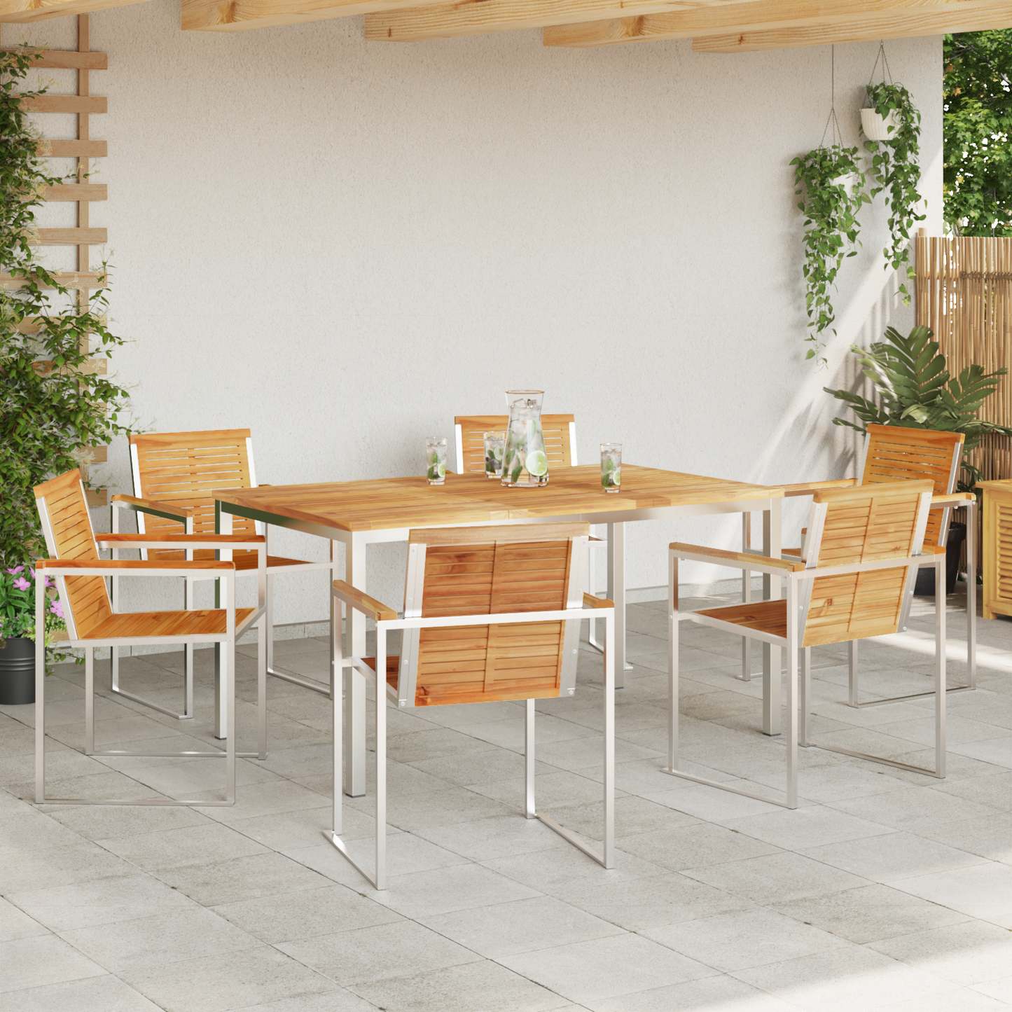 7 Delt Hage Spisegruppe Solid Tre Teak