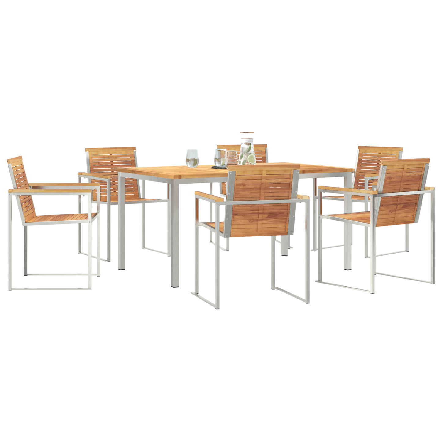 7 Delt Hage Spisegruppe Solid Tre Teak