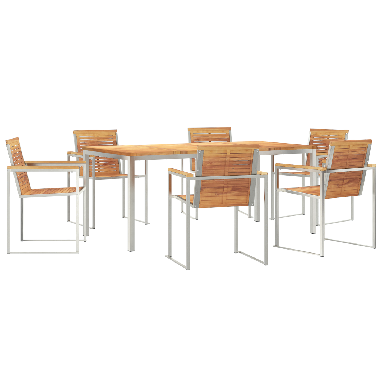 7 Dels Hage Spisebordsett Solid Tre Teak