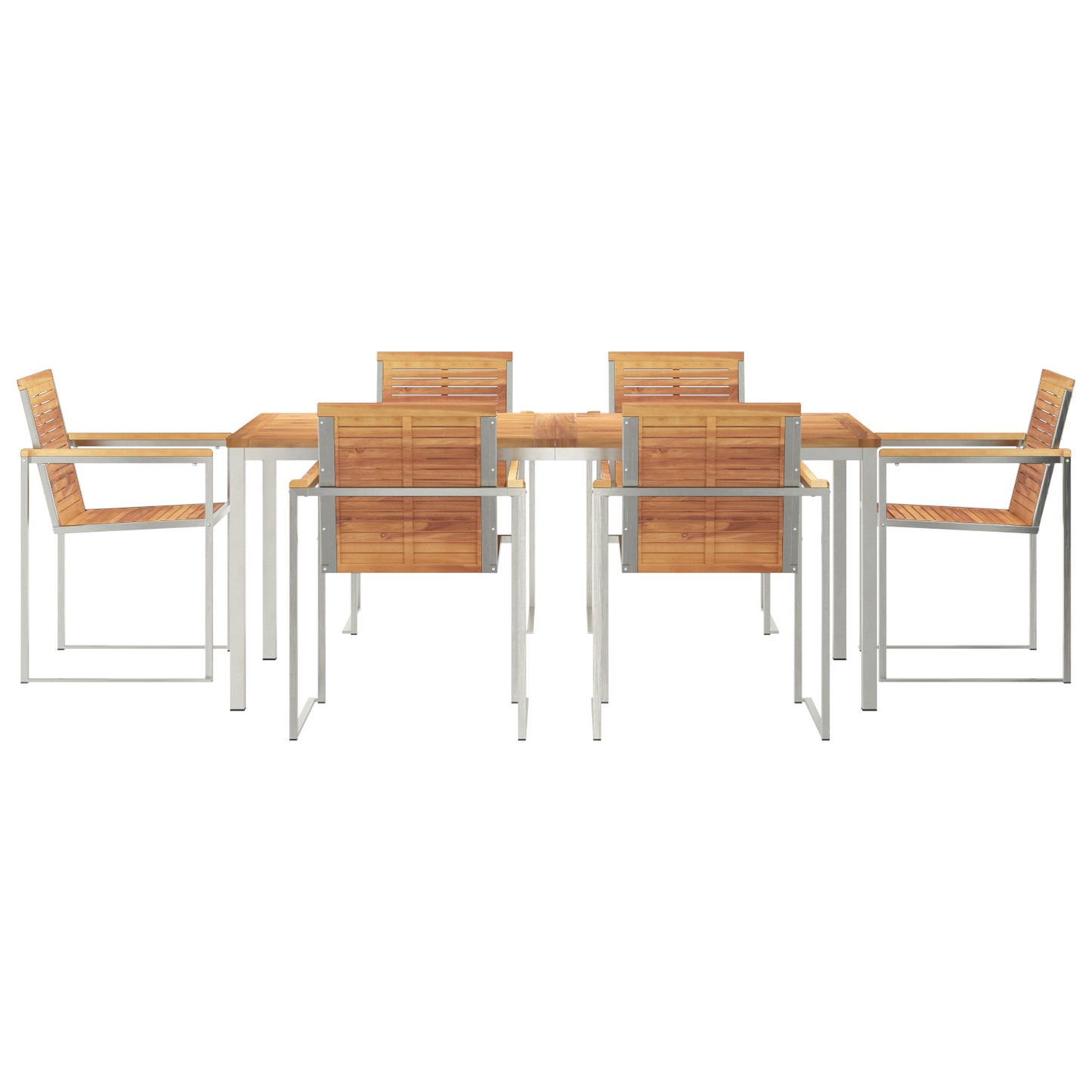 7 Dels Hage Spisebordsett Solid Tre Teak