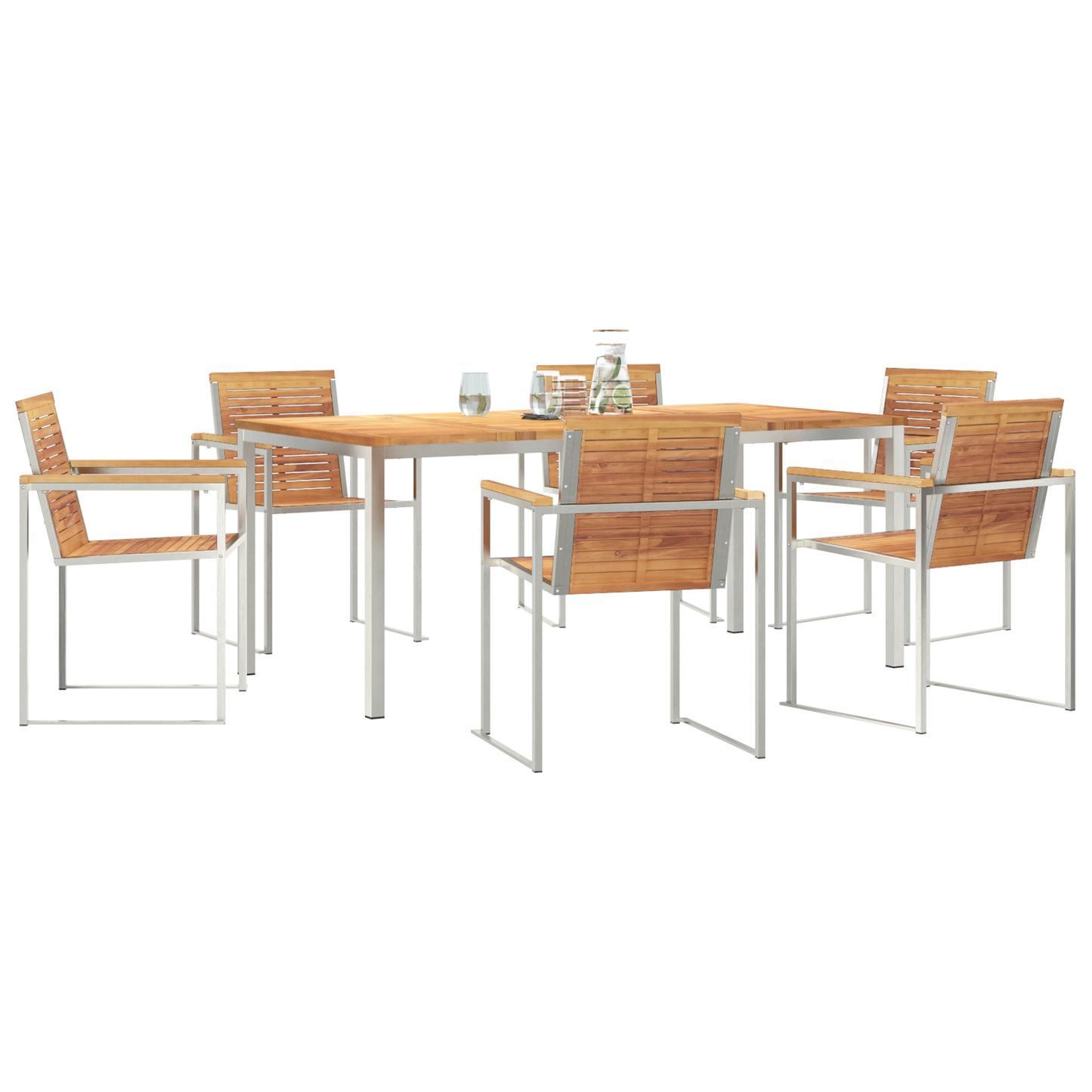 7 Dels Hage Spisebordsett Solid Tre Teak