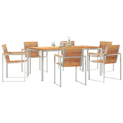 7 Dels Hage Spisebordsett Solid Tre Teak