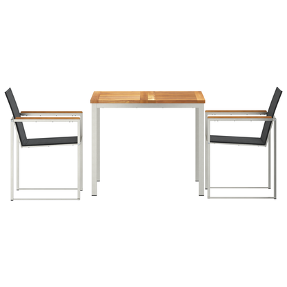 3-delt hage spisebord sett i solid teak