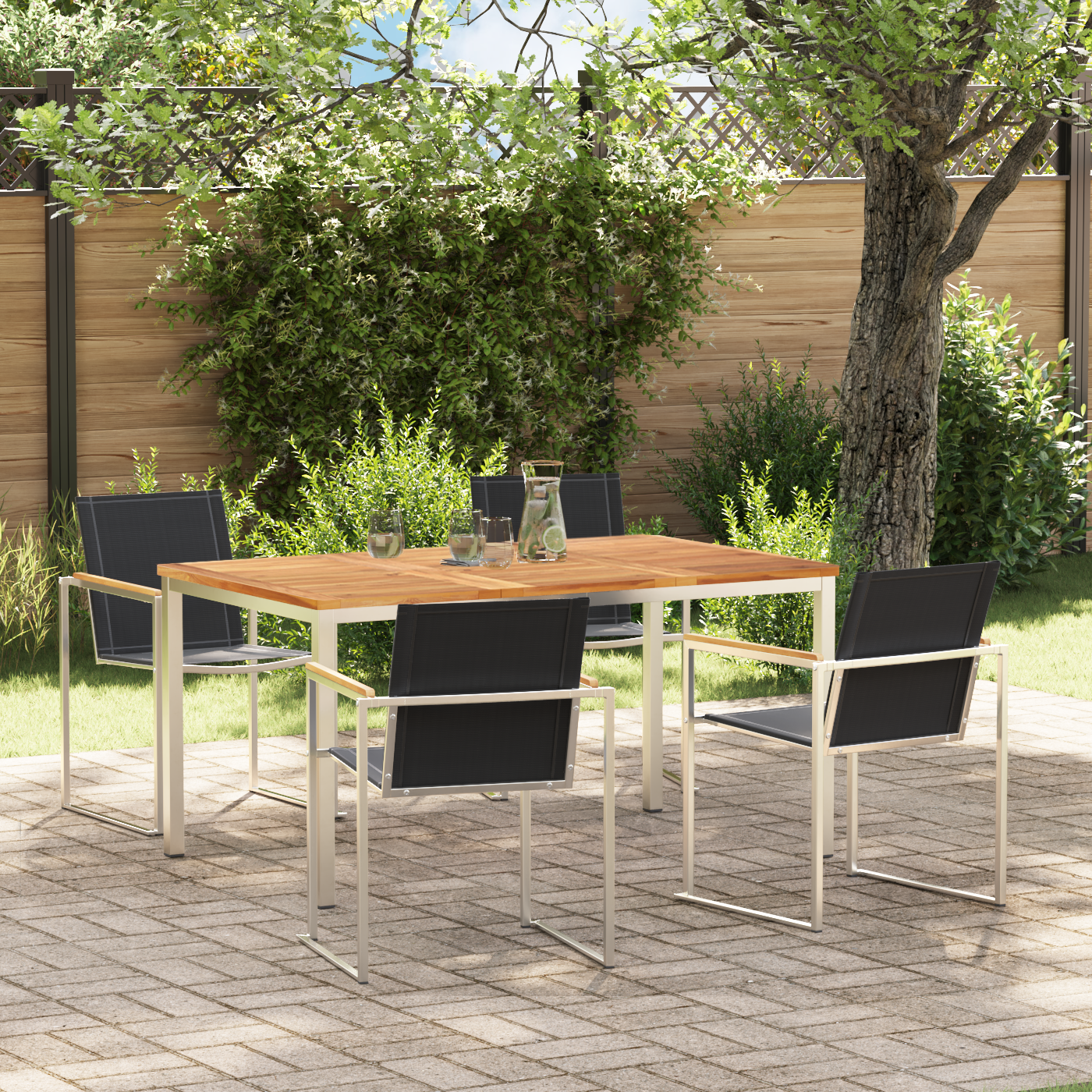 5 deler Hagedining sett Solid Tre Teak