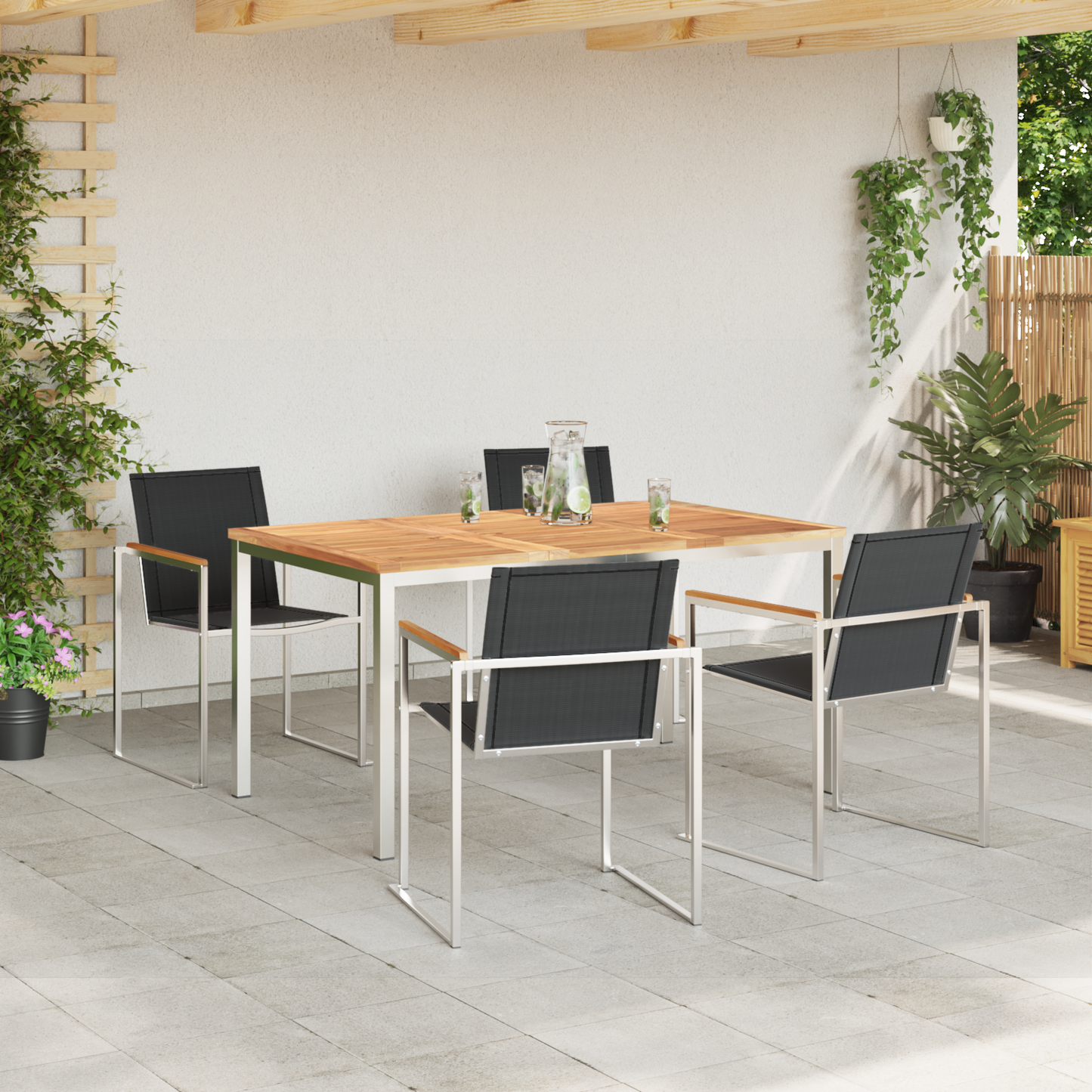 5 deler Hagedining sett Solid Tre Teak