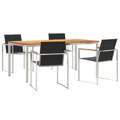 5 Delers Hage Spisesett Massivt Tre Teak