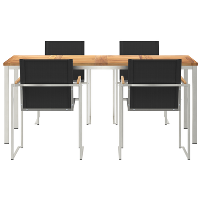 5 Delers Hage Spisesett Massivt Tre Teak