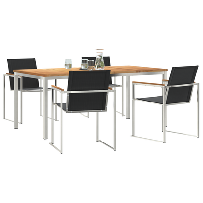 5 Delers Hage Spisesett Massivt Tre Teak