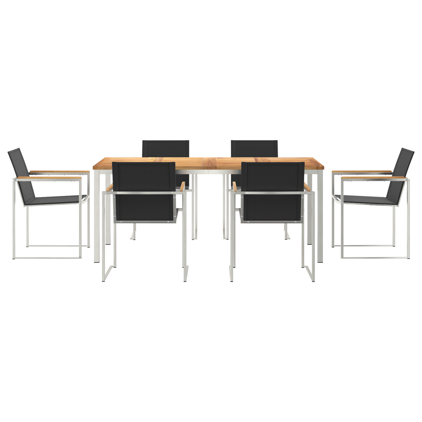 7-delt hagespisestolsett i massivt teak