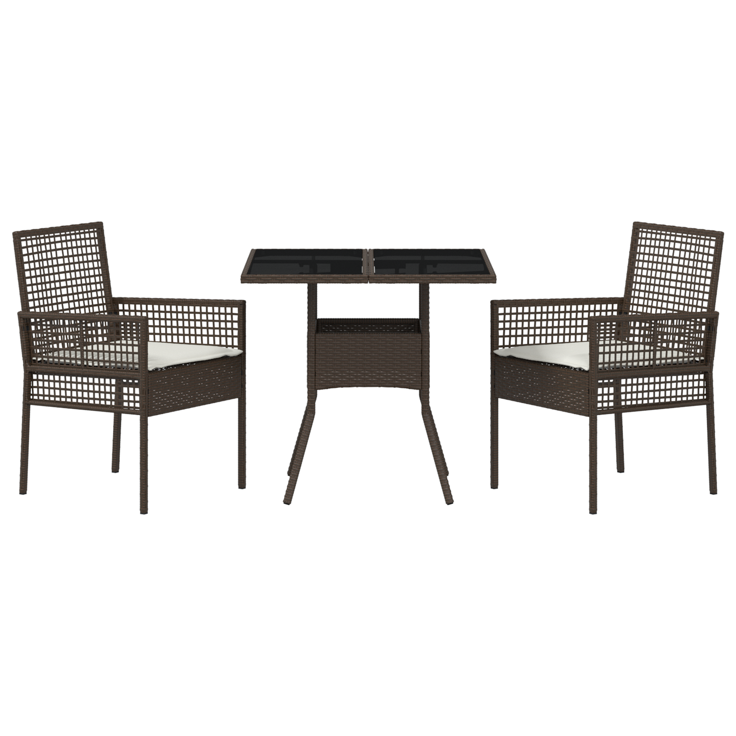 3 Delt Hage Spisebordsett Brun Poly Rattan