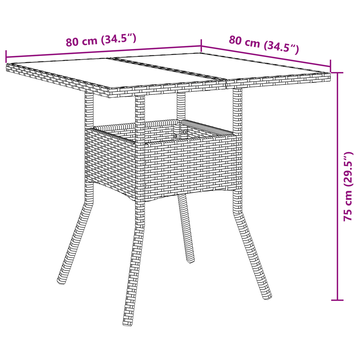 3 Delt Hage Spisebordsett Brun Poly Rattan