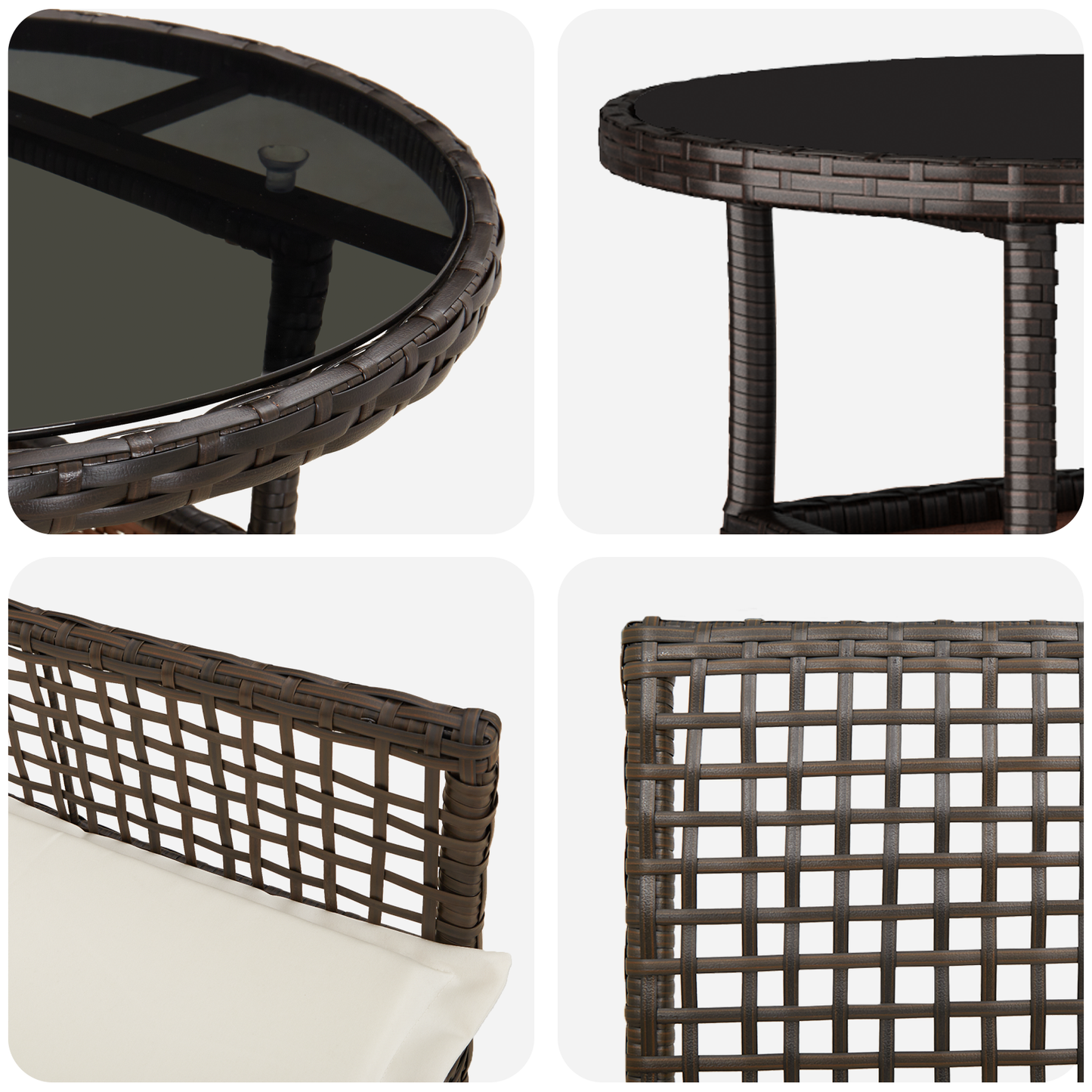 5-delers Hage Spisebord Brun Polyrotting