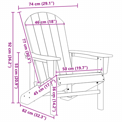 2 stk Adirondack Stoler Svart 74x82x90 cm HDPE