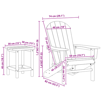 3-delt hage lounge-sett svart HDPE