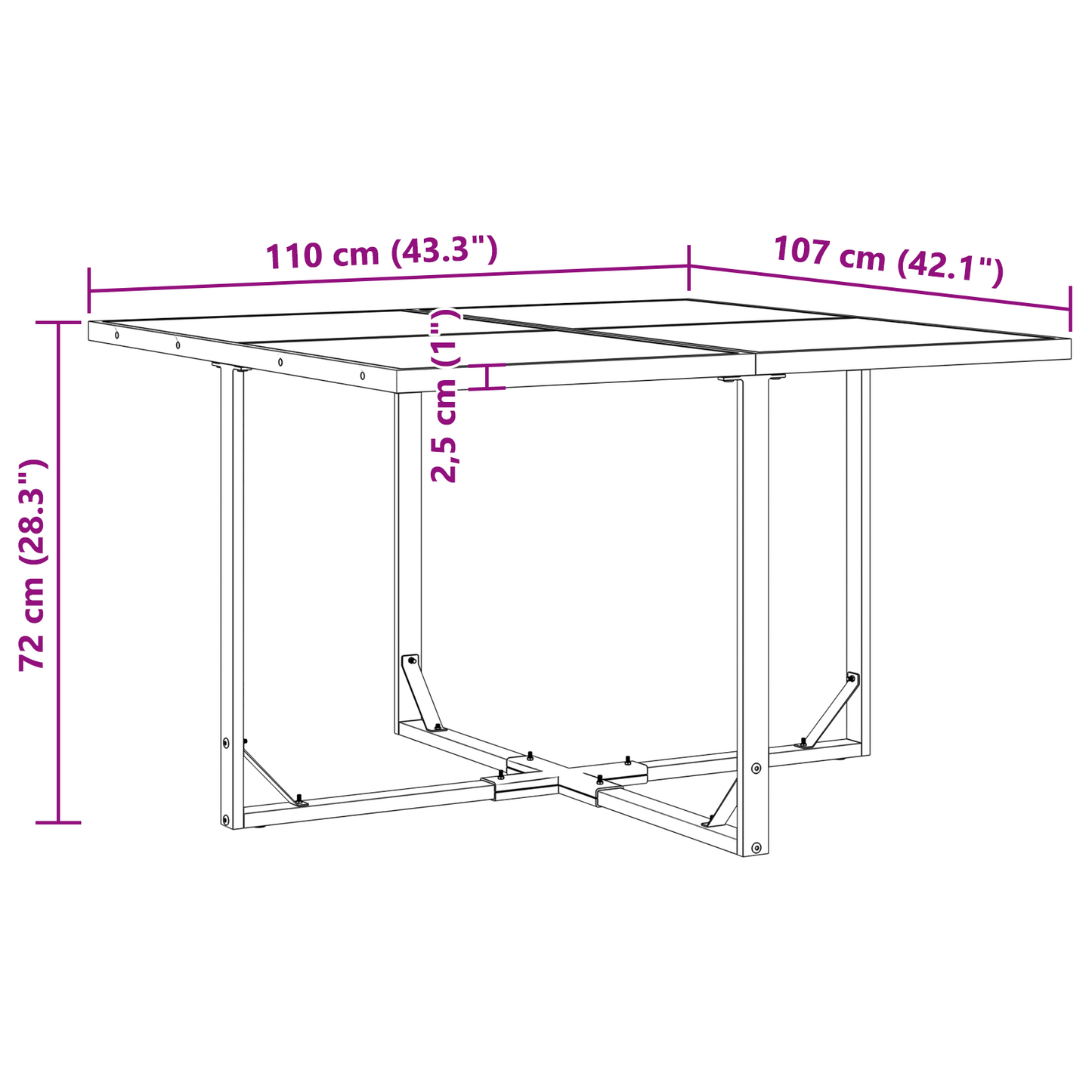 6-delt hagemøbelsett med puter i stål og tekstilene