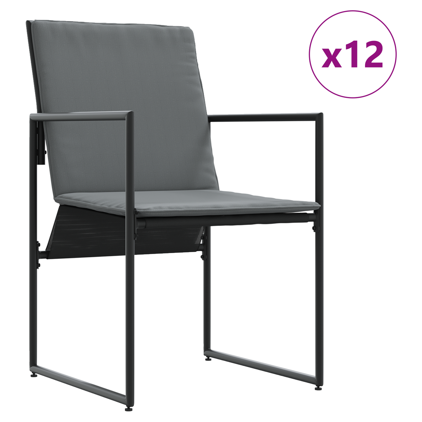 16 deler hage spisebordsett med puter i stål og textilene