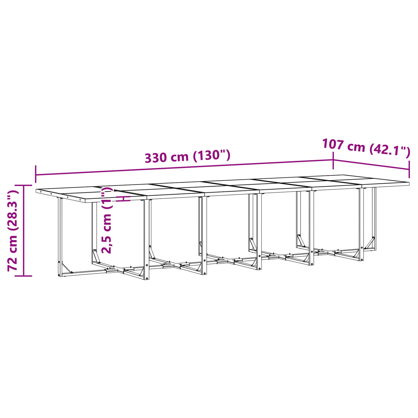 22 Delers Hage Spisebord Sett med Puter Stål og Textilene